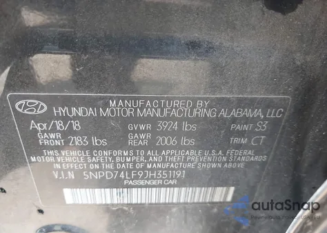 2018 Hyundai Elantra Se from USA, damaged, VIN 5NPD74LF9JH351191